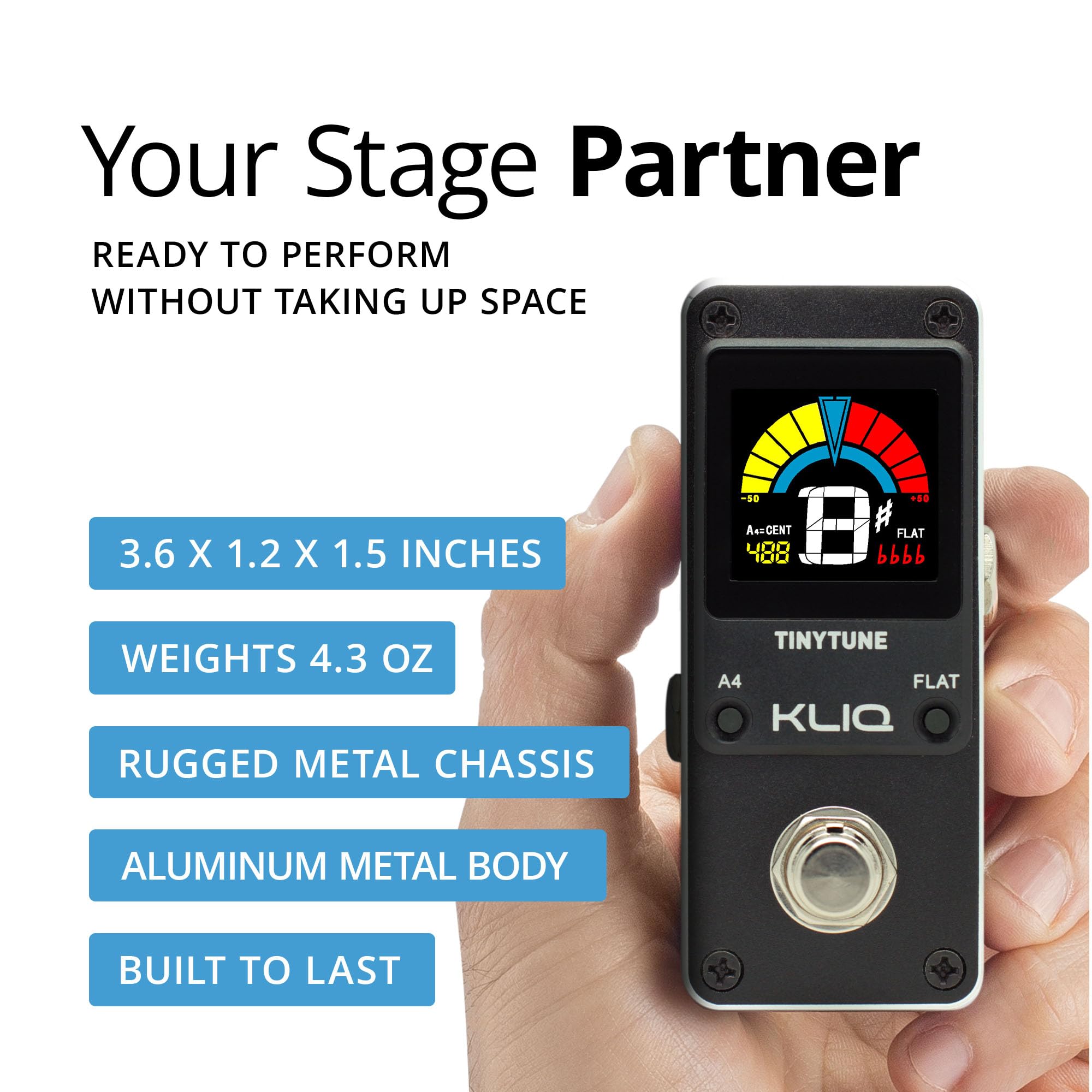 Amazon.com: KLIQ TinyTune Pro Stage Tuner Pedal for Guitar & Bass
